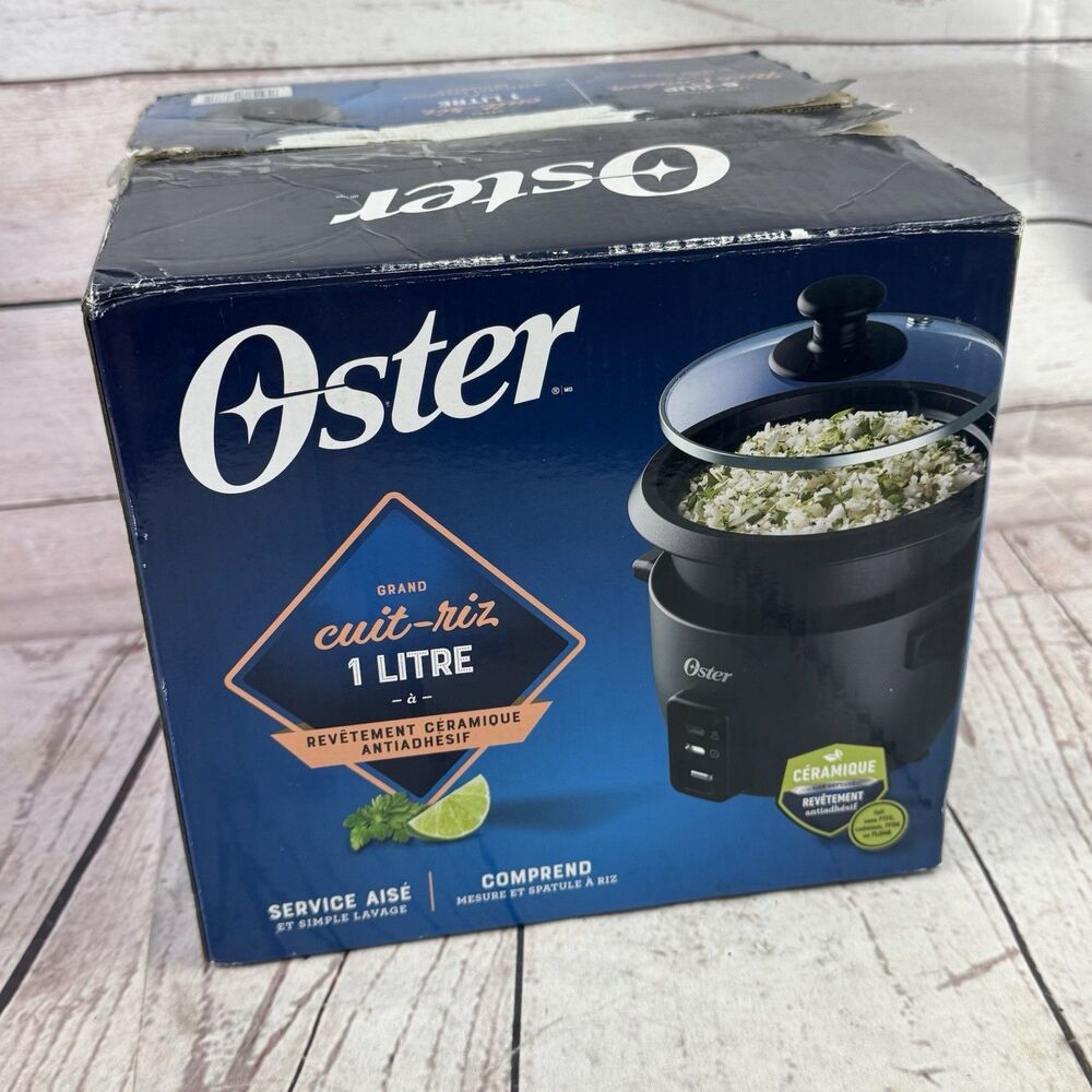 Oster 1 Liter Rice Cooker Steamer Black Nonstick Pot Measuring Cup